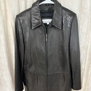 Liz Claiborne Woman’s Zip Mid Length Lined Soft Leather Jacket Black Size M